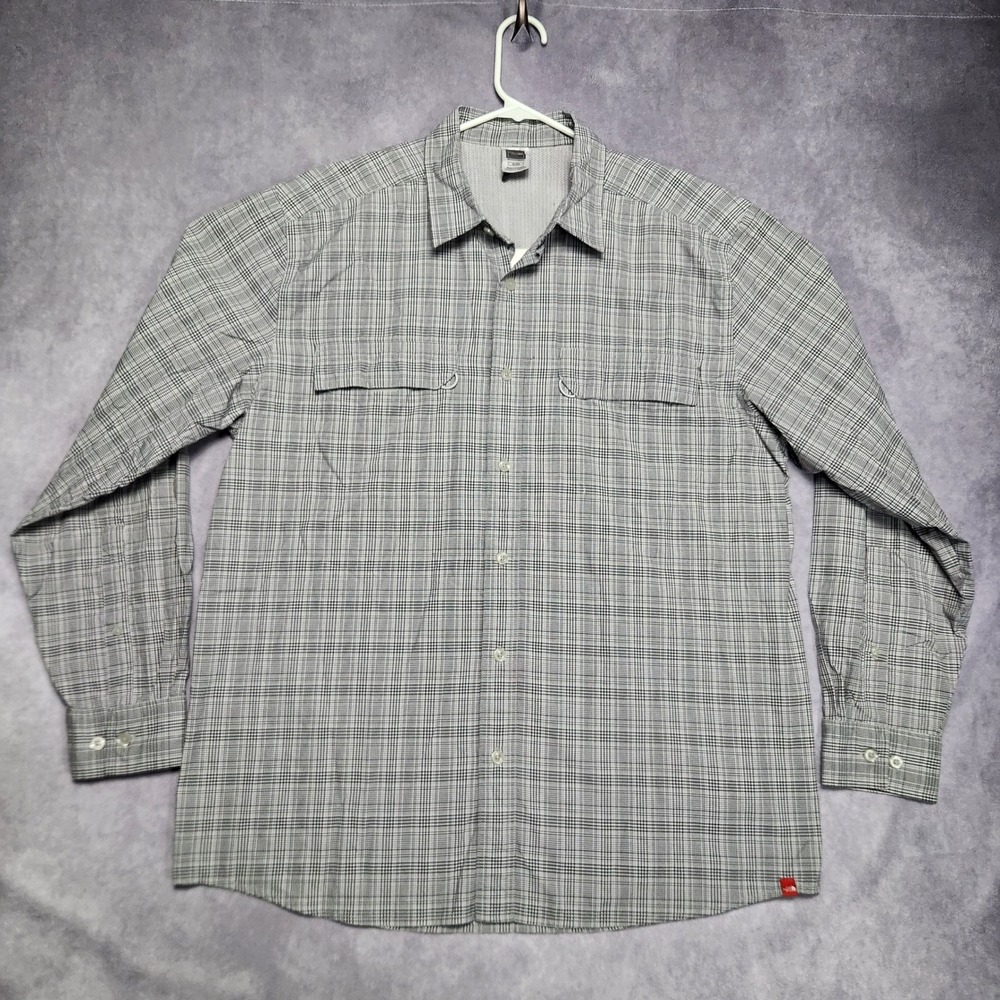 The North Face Mens XL Gray Plaid Long Sleeve Button Up Shirt
